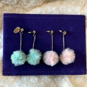 Mint green and pink costume jewelry earrings